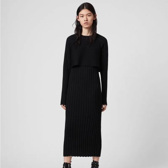 allsaints tarun dress military_green ALLSAINTS Hanako Mesh Dress in Emerge Olive Green